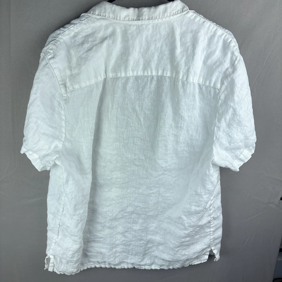 James Perse 白色亚麻衬衫男式 3 码短袖纽扣 — 第 4/4 张图片