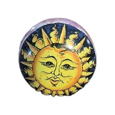 Ceramic Wine Topper Celestial Sun Pottery Cork Hand Painted