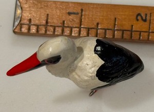 Antique COMPOSITION Stork Heron Bird FIGURINE Germany Animals Christmas Putz 