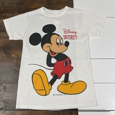 Vintage 80s Mickey Mouse University White T-Shirt Mens Medium Single Stitch