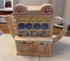 Vintage Ceramic Novelty Teapot Shaped like a Traditional Welsh Dresser