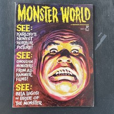 MONSTER WORLD #5 (KARLOFF/LUGOSI) WARREN Publishing FINE COPY FREE SHIPPING
