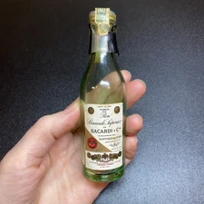VTG Ron Bacardi Superior Rum Liqueur EMPTY Mini Bottle w  Neck tax stamp c 1940