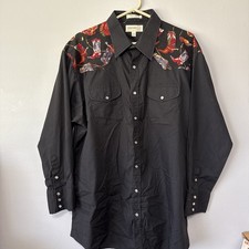 Vintage Sheplers Western Pearl Snap Button Up Shirt Men's 18-35 Tall Boots