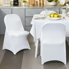 【LIR】30-Pack White Spandex Chair Covers - Washable for Weddings & Events