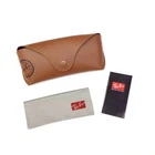 NEW Ray Ban Genuine Brown Sunglasses Eyeglasses Case with Cleaning Cloth & Book