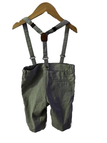 Armando Martillo Boys Size 5 Gray Slim Dress Shorts With Suspenders - Picture 2 of 3