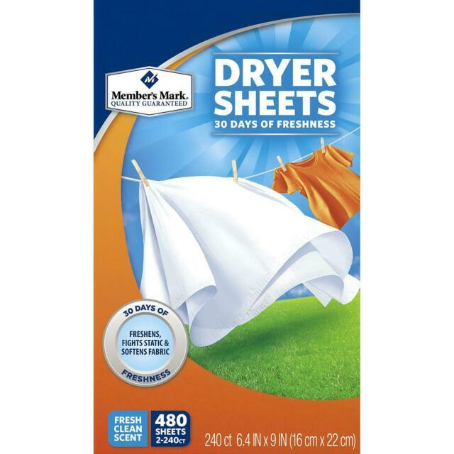 Member s Mark Fabric Softener Dryer Sheets Clothes Laundry Freshener