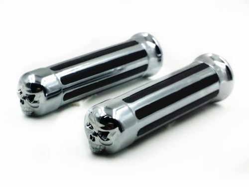 1" SKULL Motorcycle HAND GRIPS for Honda Shadow Suzuki Yamaha Victory Triumph - Picture 4 of 9