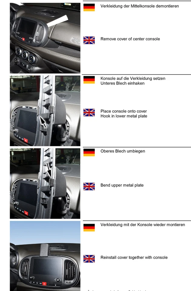 KUDA Cellulare Supporto 7015 Adatto A per Navigatore Fiat 500 L Da Anno Fab. - Immagine 4 di 4