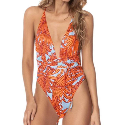 Maaji Living Dust Miku  Safari V Plunge One Piece Swimsuit sz S