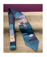 MADE IN USA AMERICAN SPORTS GOLFER NECKTIE APPROX 54" LONG & WIDEST AREA 3.75"