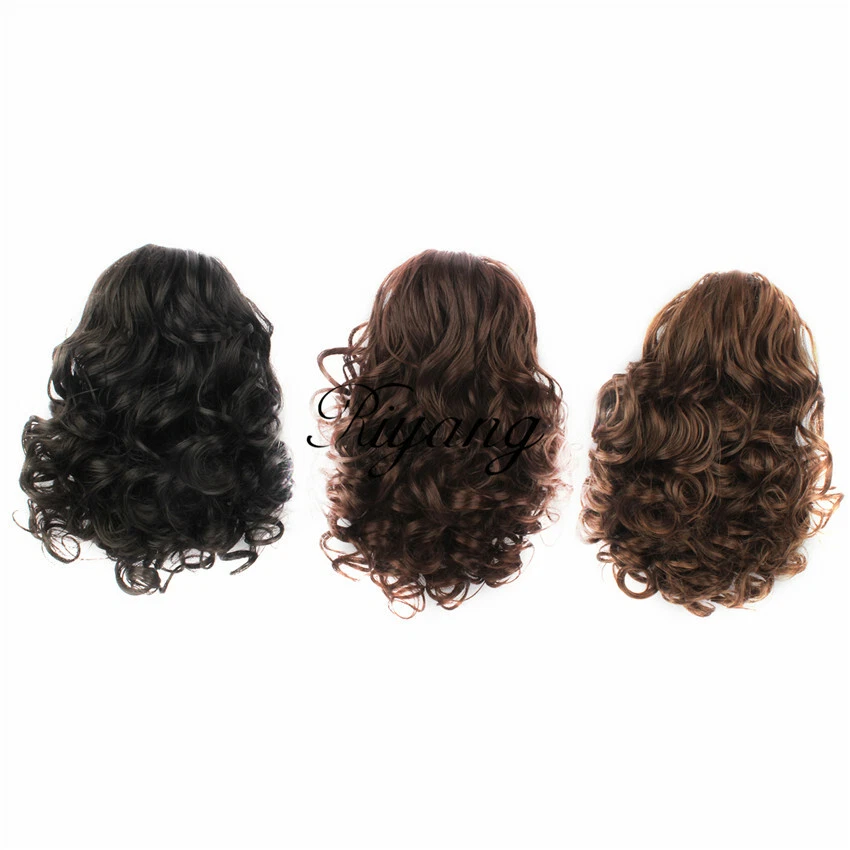 Hair Bun Medium Long Curly Short Ponytail Extensions Drawstring Hairpiece Black - Image 2 of 4