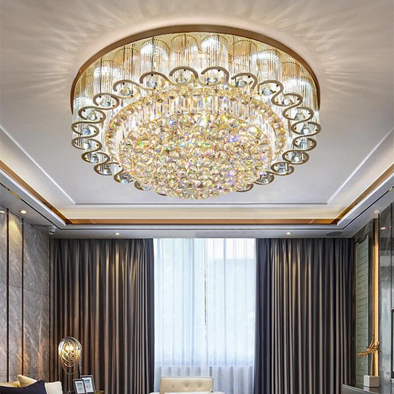 Lámparas de araña de cristal empotradas de lujo luces LED remotas accesorios de techo lámparas Foto 4 de 4