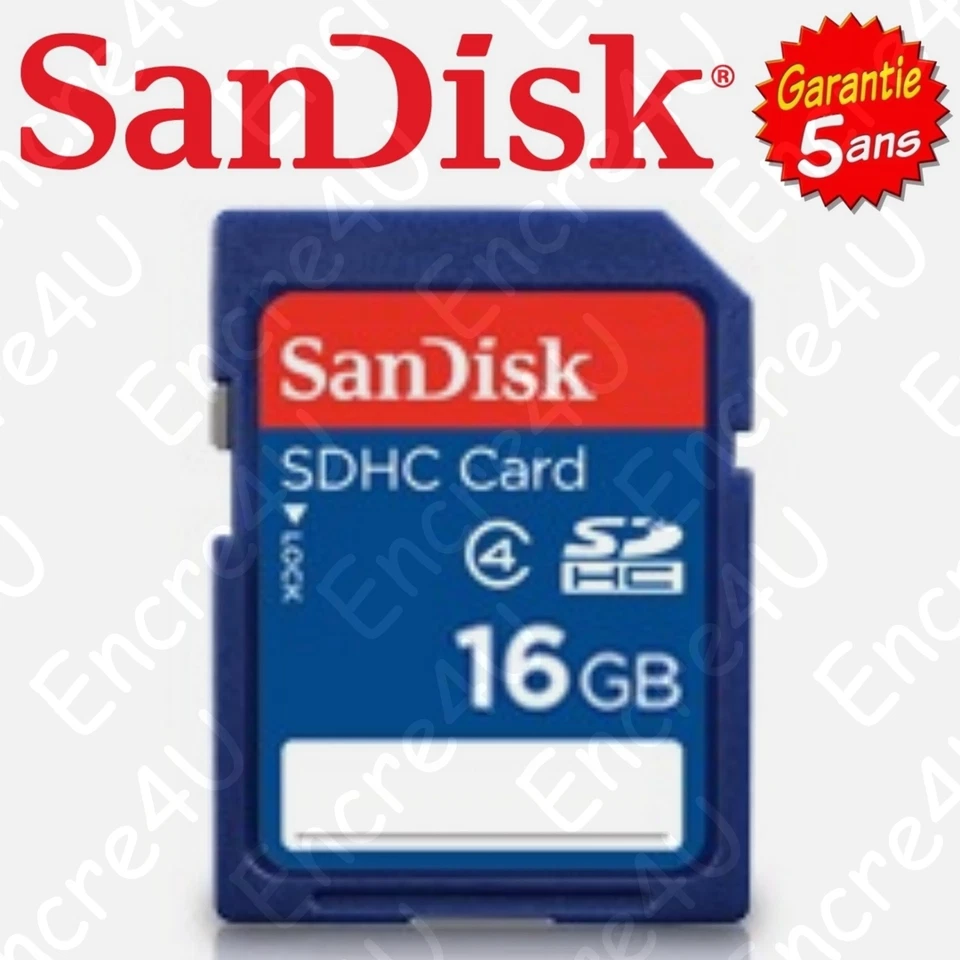 Carte Mémoire SANDISK 16 Go Gb SDHC : Existe aussi en 4 / 8 / 32 ou 64 Giga - Photo 1/1