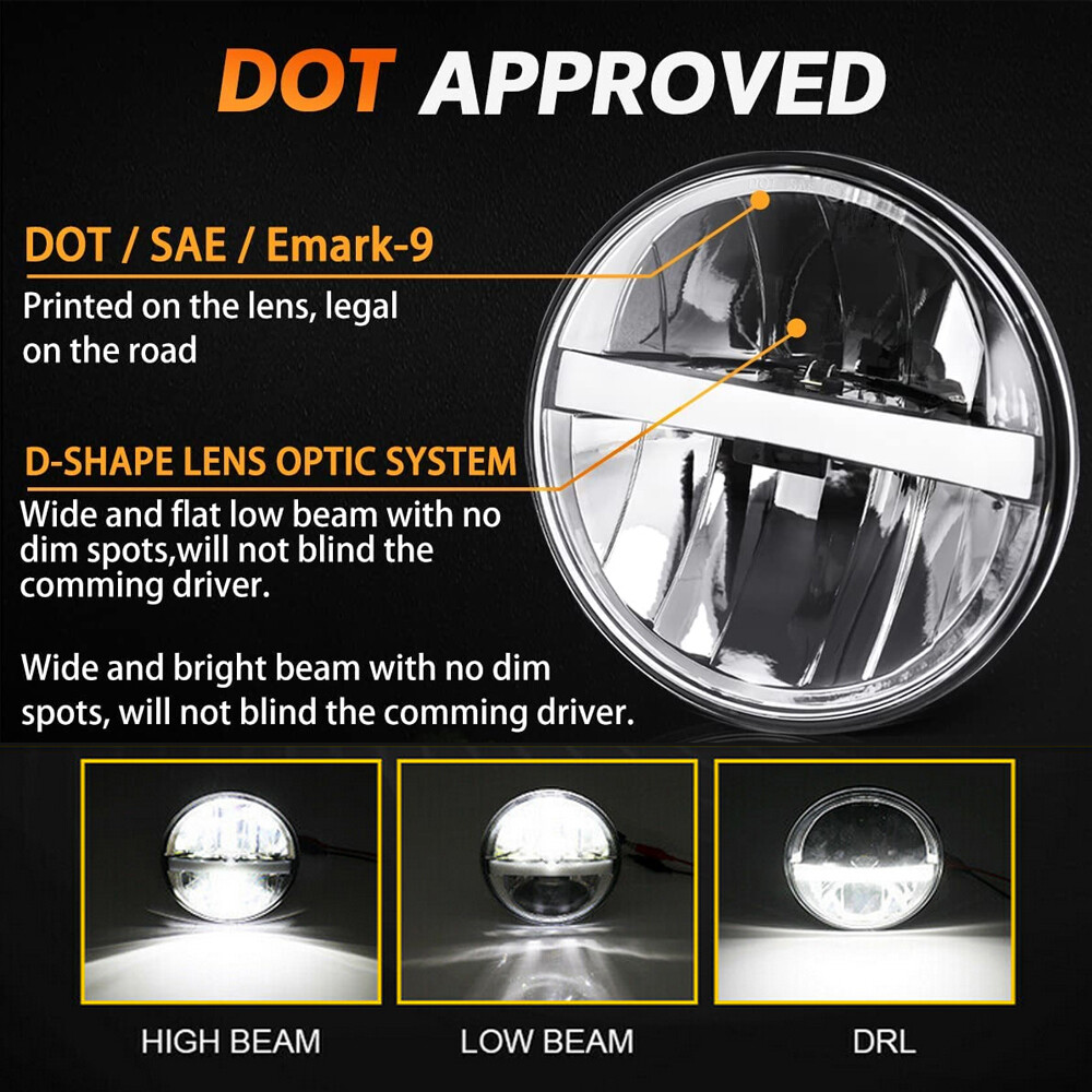 4PCS 5.75" 5-3/4"LED Headlights Hi/Lo Beam Halo For Chevy Impala El