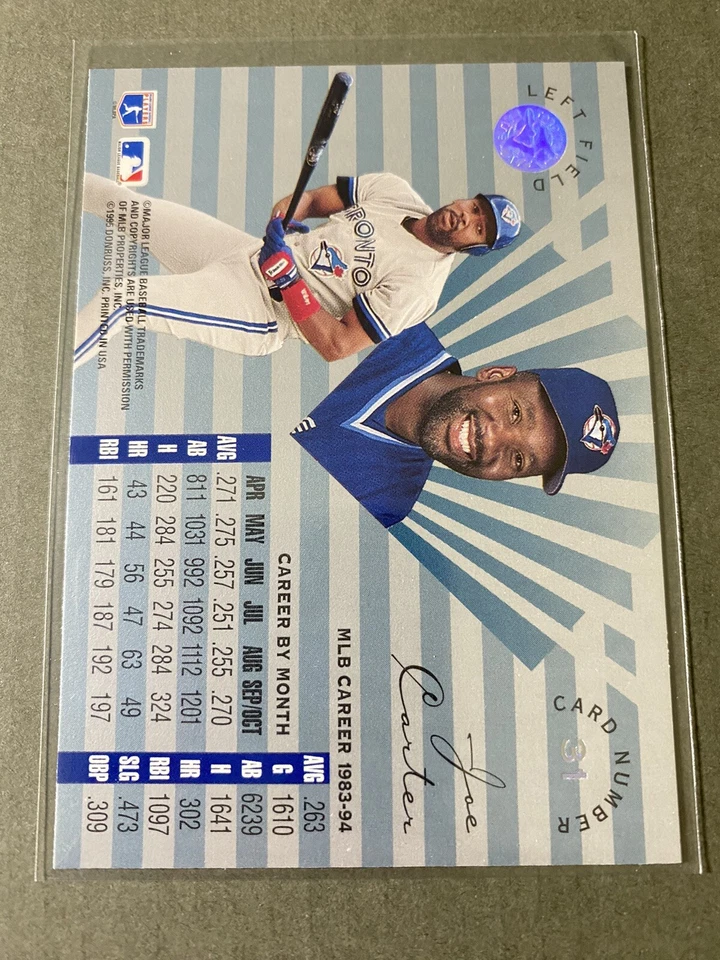 PRISM FOIL 1995 Leaf Limited #31 Joe Carter Baseball Card - Image 2 of 2