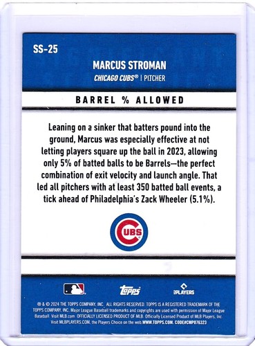 Marcus Stroman 2024 Topps Series 2 Significant Statistics #SS-25 - Picture 2 of 2
