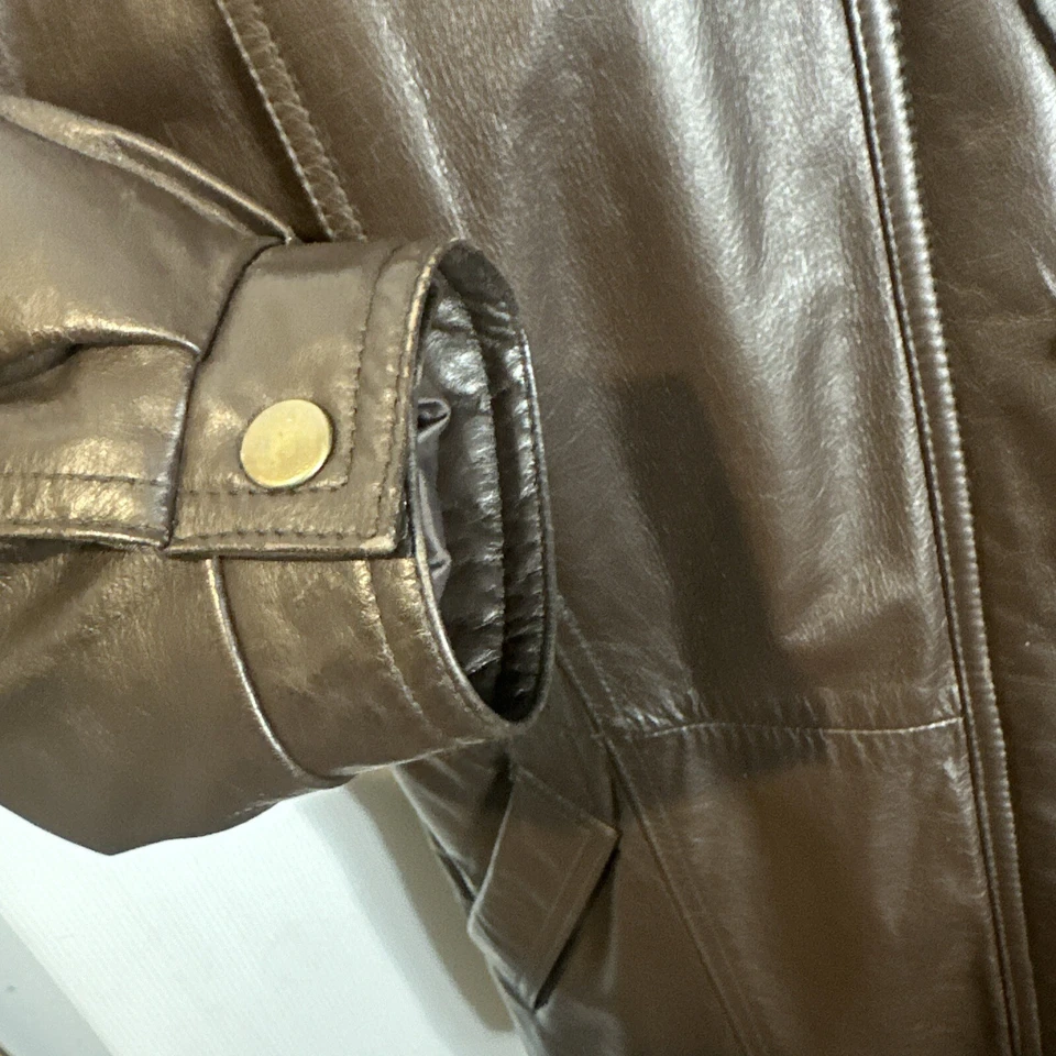 Chaqueta Abrigo FG Field Gear Para Hombres Marrón Cuero Genuino Piel Mapache Talla Pequeña Foto 4 de 4