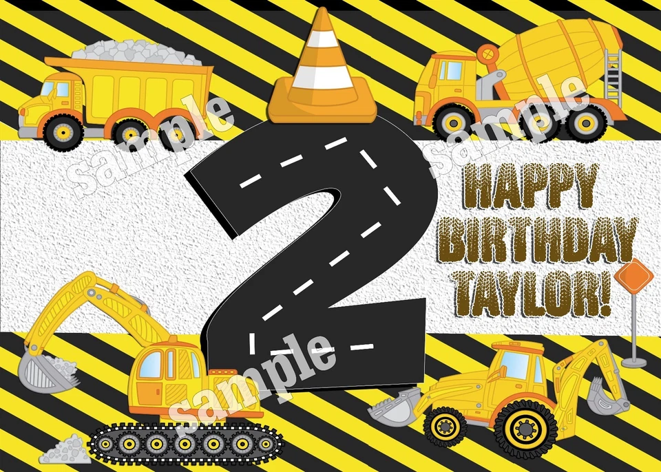 En construcción adorno de pastel de cumpleaños papel comestible hoja de azúcar camión volquete carretera Foto 2 de 3