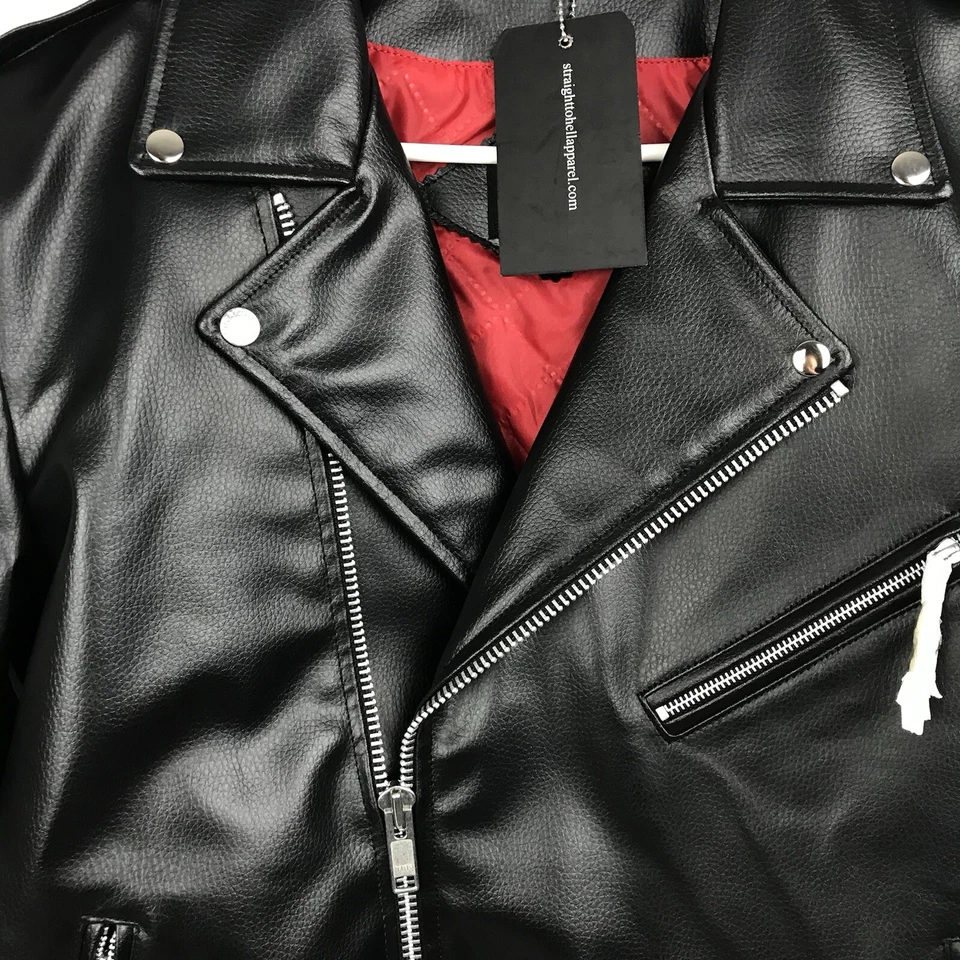 Straight To Hell Commando II Vegan Leather Motorcycle Jacket Black, Size 48 L - Image 3 of 4