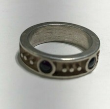 Purple Stones Ring Band Sterling Silver .925 Size 5