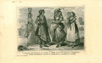 Gravure Ancienne XIXe – Costumes Anglais – Issue De Livre – 30x23 Cm
