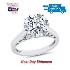 4.5CT Round Cubic Zirconia Set Solitaire Engagement Ring in 925 Silver Size 6.5