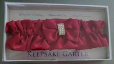 LILLIAN ROSE KEEPSAKE RED WITH DIMOND INSETS WEDDING GARTER-NIP