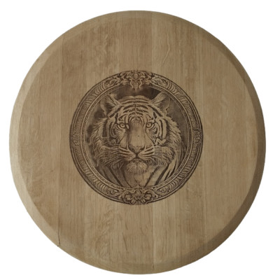 Botti/botte Fondo  barrique rovere con tigre incisa al laser pezzo unico