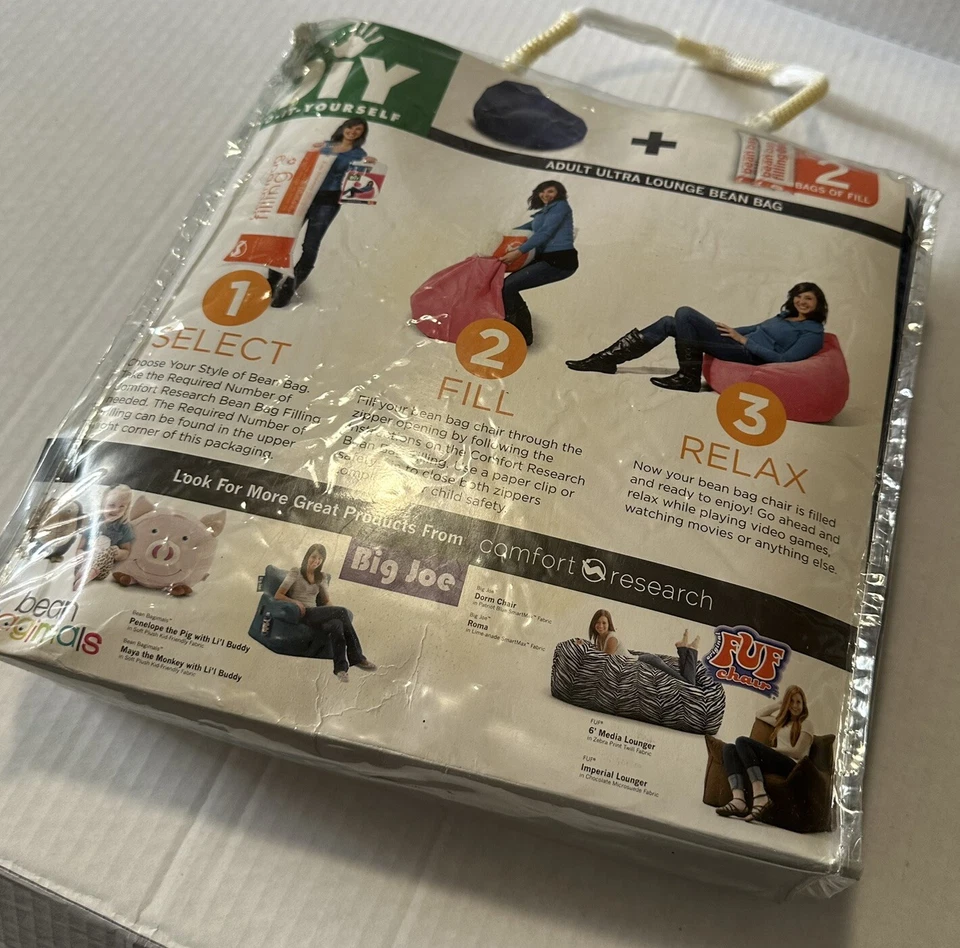 Hágalo usted mismo Adulto Ultra Salón Azul Cordón Bolsa de Frijoles Cubierta de Silla Nueva en Paquete Foto 3 de 3