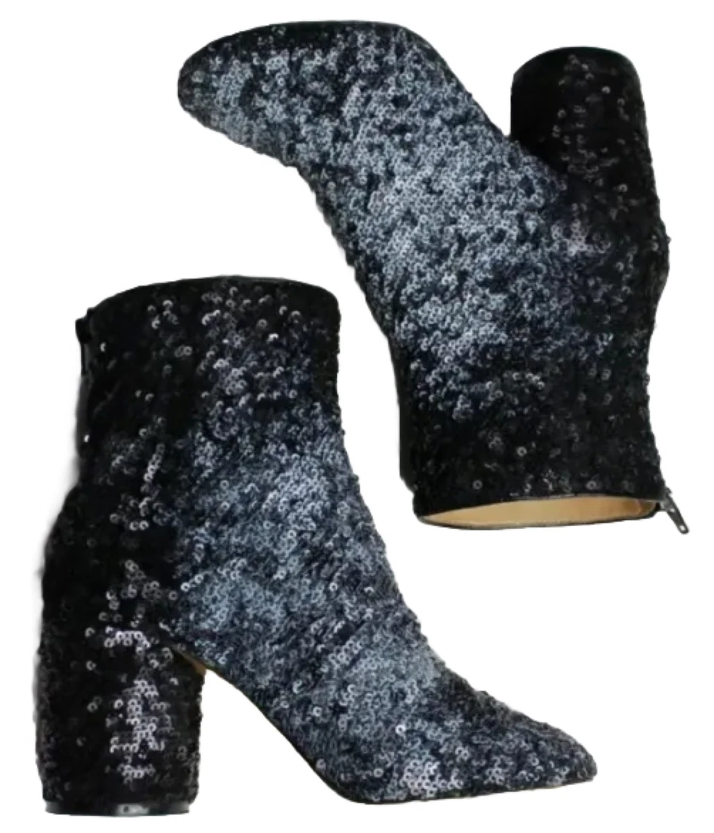 MAISON MARGIELA TOTOKAELO Gradient ombre sequin block heel ankle boot 38.5 8.5