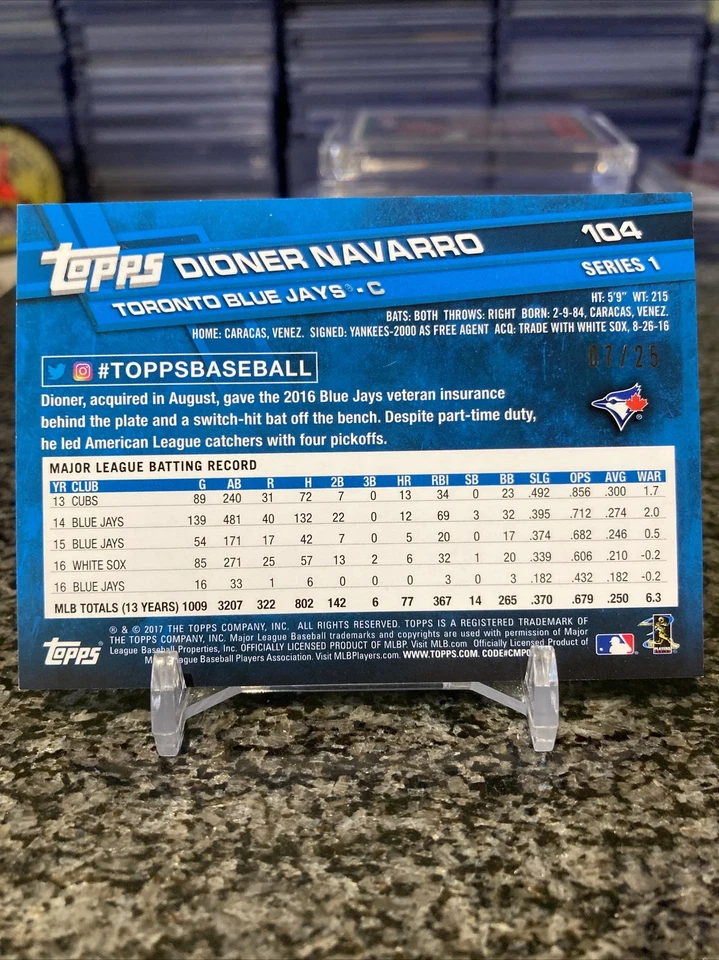 2017 Topps серия 1 No104 Дионер Наварро редкая камуфляжная карточка Дня памяти SSP /25!!! - Изображение 2 из 2