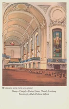 US NAVAL ACADEMY CHAPEL PAINTING POSTCARD ANNAPOLIS MD MARYLAND 1940s