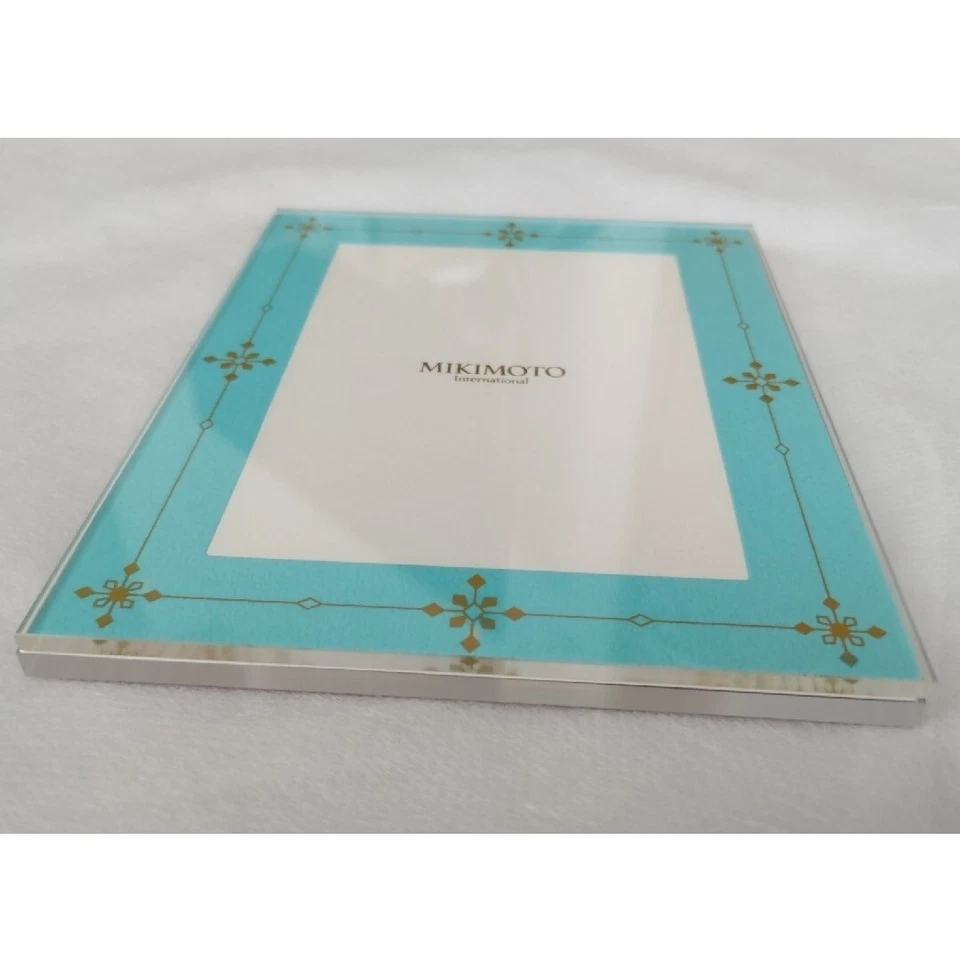 Marco de fotos Mikimoto Pearl Penguin 2005 azul claro delantero/rosa trasero con caja Foto 2 de 4