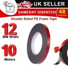 Multipurpose Double Sided PE Foam Tape 12mm x 10m, Red Film With Black Glue 1X