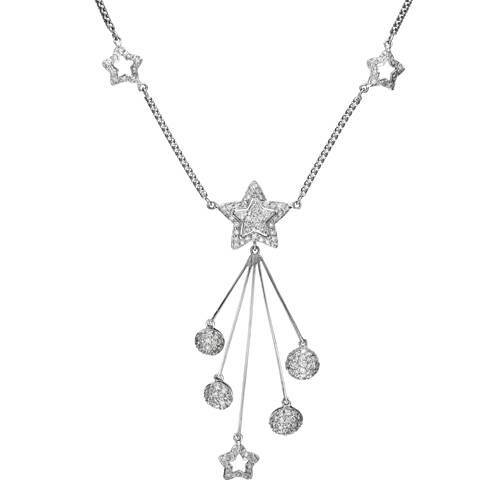 Collar de oro blanco de 14k certificado con diamantes de 1,75 ctw. Longitud 17,5 pulgadas. Nuevo - Imagen 1 de 7