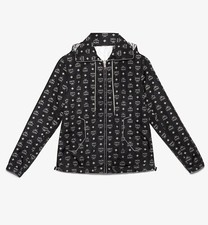 $750 Mcm Women's Black Reflective Monogram Windbreaker Jacket S Mfj9ara02bk