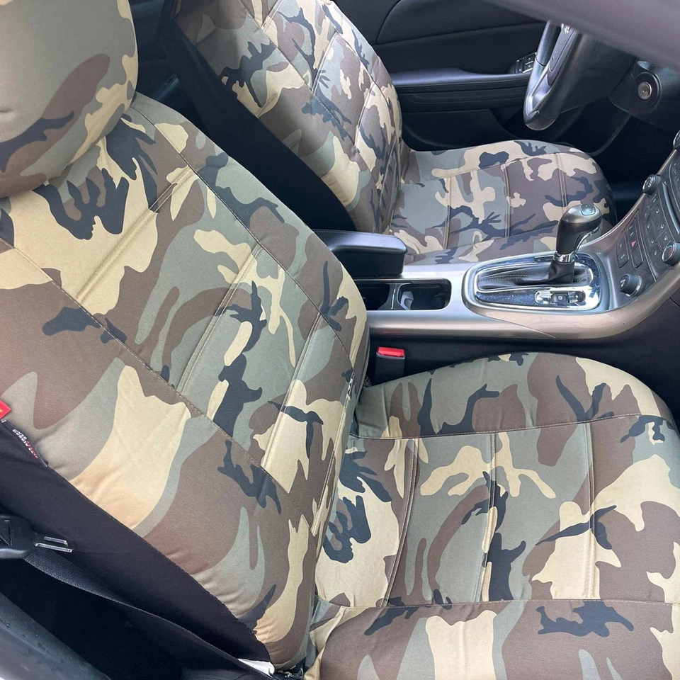 Cubierta de asiento delantera resistente marrón desierto lona camuflaje para KIA Borrego Foto 4 de 4