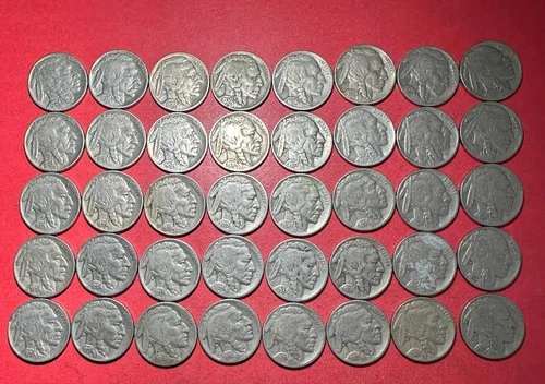 1900s US Buffalo Nickels Collection of 40 FULL DATE Buffalo Coins! X931
