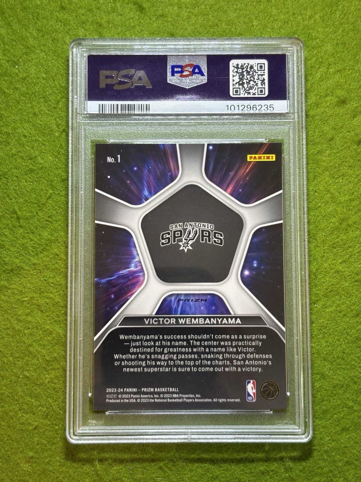 Victor Wembanyama SILVER PRIZM PSA 9 ROOKIE CARD 2023 Panini RC DEEP SPACE Spurs view 9