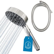 ATHLON TOOLS Duschkopf 105mm mit Schlauch &ndash; 5 Strahlarten, wassersparend