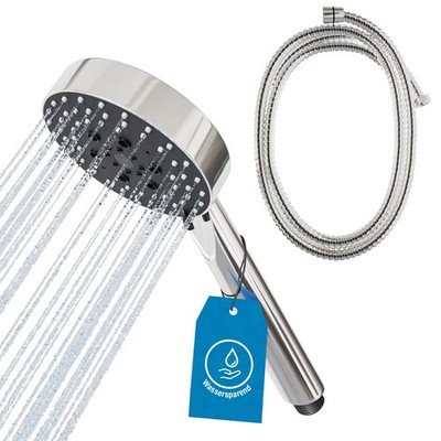 ATHLON TOOLS Duschkopf 105mm mit Schlauch   5 Strahlarten, wassersparend