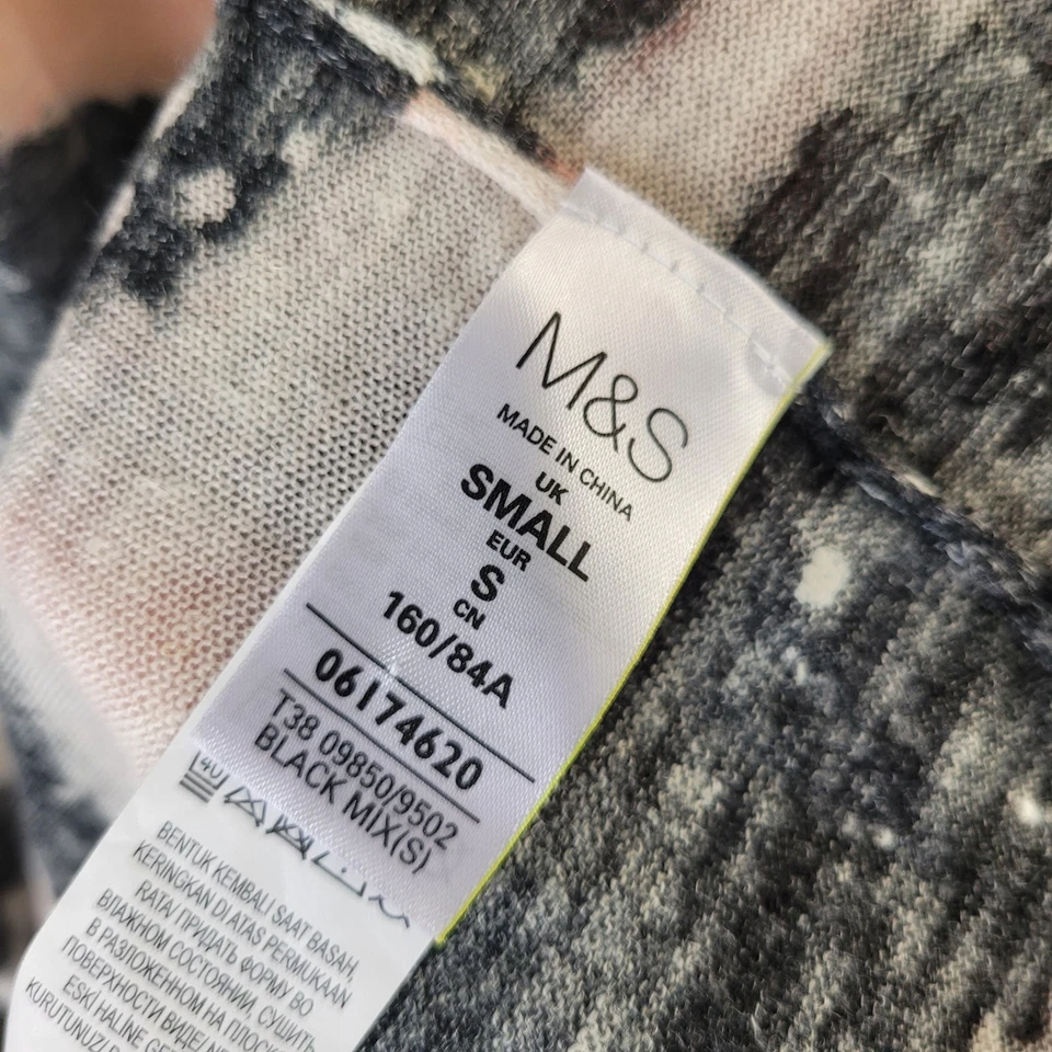 M&S Women Size S Black Ivory Pink Stripe Long Line Open Cardigan Casual Smart - Image 4 of 4