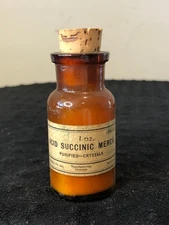 Merck New York 1 oz Acid Succinic Purified Crystals Bottle Chemist Essences