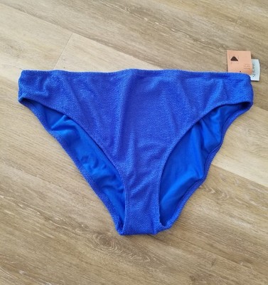 NWT Shade & Shore Blue Textured Mid Rise Cheeky Bikini Bottom Size 3X