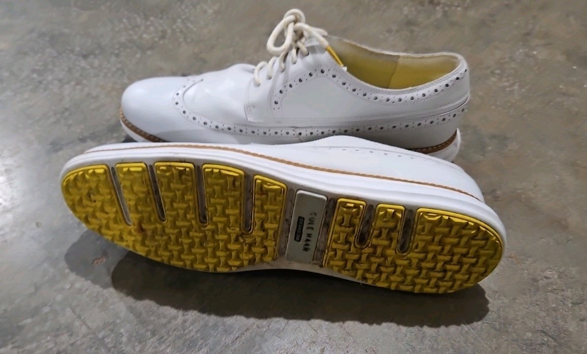 Cole Haan Original Grand 360 Leather Wingtip Waterproof White Golf