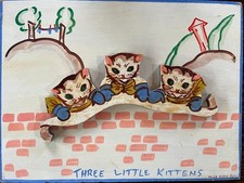 Vintage 1930s-40s Uncle Bernie's Folk Art Nursery Rhyme Wall Plaque Hand Painted