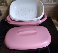 Vintage Tupperware Parownik do warzyw ryżu 6 filiżanek 3 sztuki zakurzona róża
