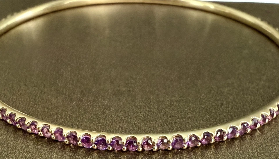 14K 黄金紫水晶手镯 | 95 天然宝石 | 4 克拉以上 | — 第 3/4 张图片